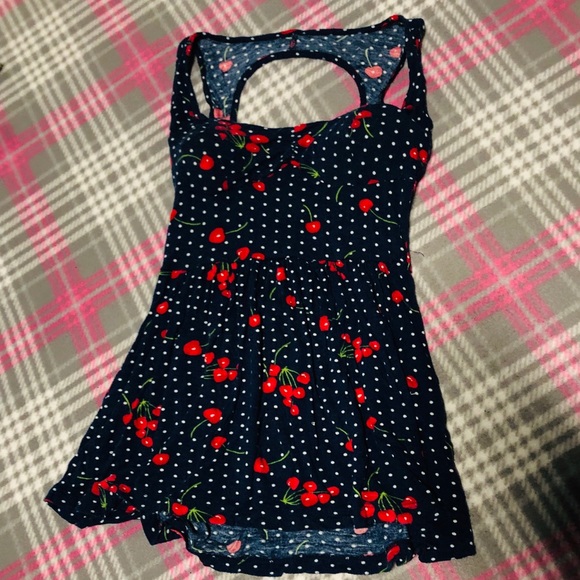 🍒 Kirra Navy Cherry Print Peplum Top - Picture 2 of 10